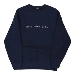 Vintage New York City Unbranded Sweatshirt - Medium Navy Cotton Blend