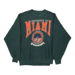 Vintage University Of Miami Unbranded Sweatshirt - XL Green Cotton