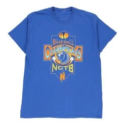 Vintage Baseball Championship Unbranded T-Shirt - Medium Blue Cotton