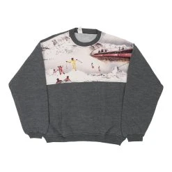 Vintage Unbranded Sweatshirt - Small Grey Cotton Blend