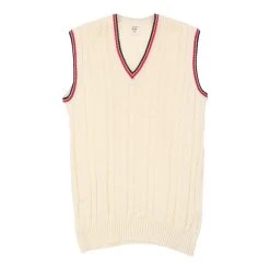 Vintage Unbranded Sweater Vest - Large Cream Cotton