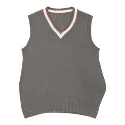 Vintage Unbranded Sweater Vest - 3XL Grey Cotton