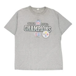 Pre-Loved Pittsburgh Steelers Superbowl XL 2006 Unbranded T-Shirt - Large Grey Cotton