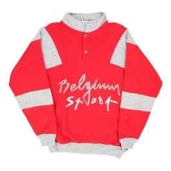 Vintage Belgium Sport Unbranded Sweatshirt - Large Red Cotton Blend
