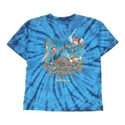 Vintage Pirates Of The Caribbean Unbranded T-Shirt - Small Blue Cotton