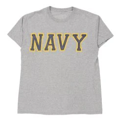 Vintage Navy Unbranded T-Shirt - Small Grey Cotton
