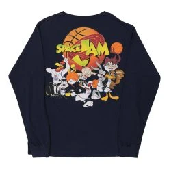 Vintage Space Jam Unbranded Long Sleeve Top - XL Navy Cotton