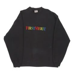 Vintage First Merit Unbranded Sweatshirt - Large Black Cotton