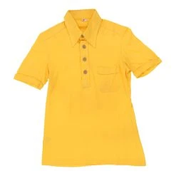 Vintage Unbranded Polo Shirt - Small Yellow Cotton
