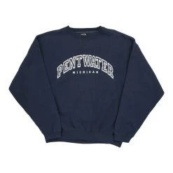 Front Page 19 Vintage Pentwater, Michigan Unbranded Sweatshirt - Medium Blue Cotton