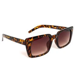 Unbranded Retro Angular Rectangle Sunglasses In Gloss Tortoiseshell