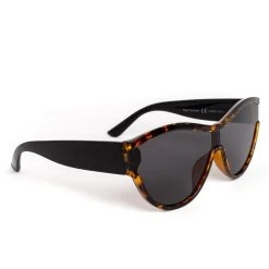 Unbranded Retro Futuristic Visor Sunglasses In Gloss Black And Tortoiseshell