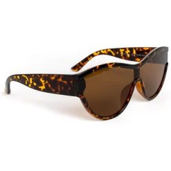 Unbranded Retro Futuristic Visor Sunglasses In Gloss Tortoiseshell