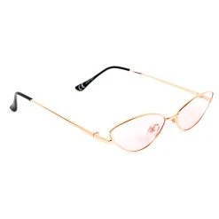 Unbranded Retro Slim Oval Cat-Eye Sunglasses In Gold