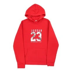 Vintage Jordan 23 Unbranded Hoodie - 2XL Red Cotton Blend