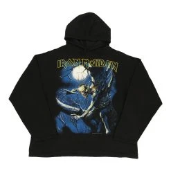 Vintage Iron Maiden Unbranded Hoodie - 2XL Black Cotton Blend